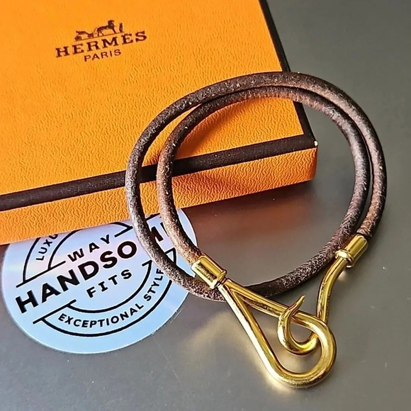Hermes Jewelry - Hermes Leather Gold and Brown double bracelet